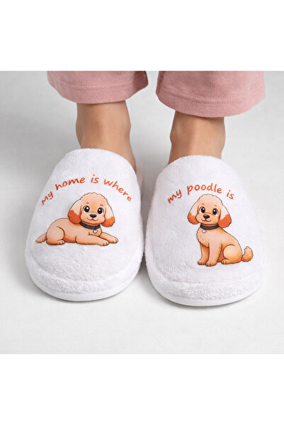 Ebsem Toy Poodle Baskılı, Pamuk Ev Terliği, Sevimli Şık Tasarım, Yumuşak, Kay...