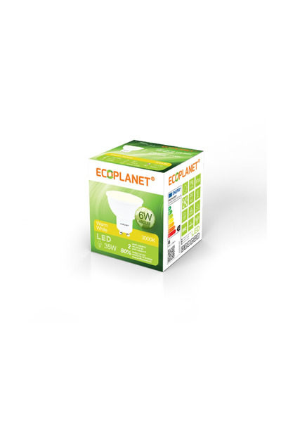 OEM Bec LED Ecoplanet GU10, 6W (35W), 480LM, G, θερμό φως 3000K, Ματ