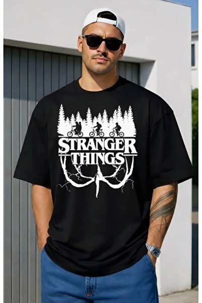 Joetsu Unisex Ανδρικό/Γυναικείο μπλουζάκι STRANGER με στάμπα, υπερμεγέθη βαμβ...