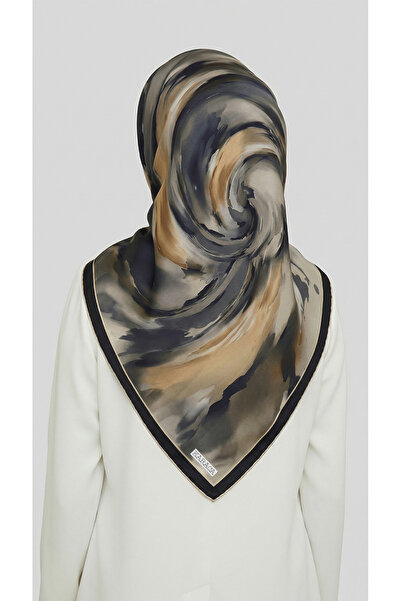 Karaca Φουλάρι από ραγιόν με σχέδιο ροής - ΜΑΥΡΟ / ΓΚΡΙ