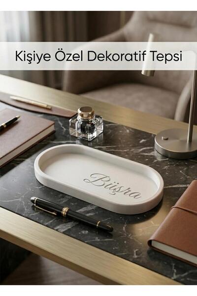 Modern Ev Aksesuarları Kişiye Özel Dekoratif Tepsi | İsim Yazılı Anahtarlık v...