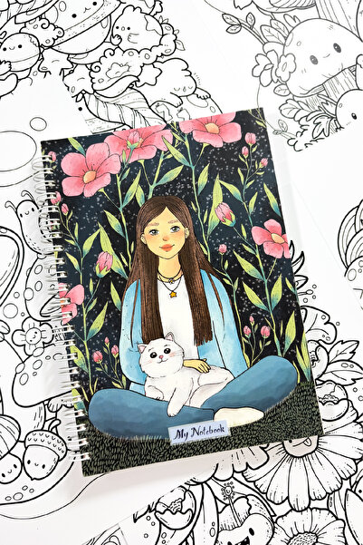 colortouch Σημειωματάριο με χαριτωμένο κορίτσι και γάτα