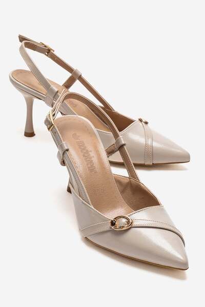 CCWAY AYAKKABI Γυναικεία πέδιλα με ανοιχτή πλάτη, λεπτό τακούνι και μυτερή μύ...