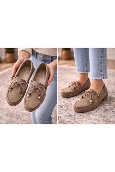 lünya shoes kadın nubuk vizon rengi günlük rahat hafif babet