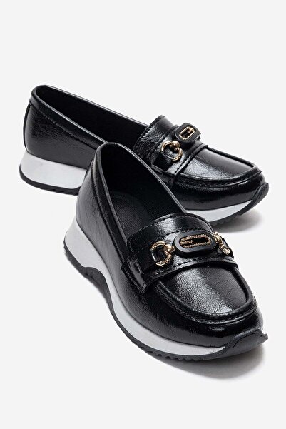 CCWAY AYAKKABI Γυναικεία παπούτσια casual με αγκράφα, ΜΑΥΡΑ ΤΣΑΛΑΚΩΤΑ