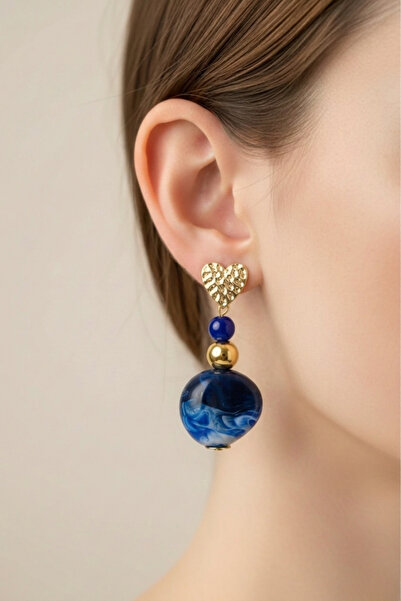 PETEK AKSESUAR Acrylic Design Handmade Heart Earrings