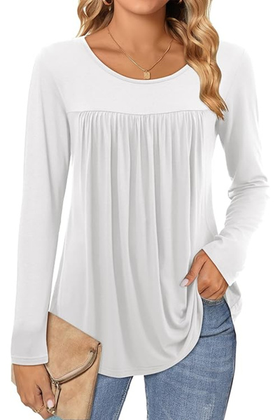 OEM Loose blouse for women, long sleeves, white S