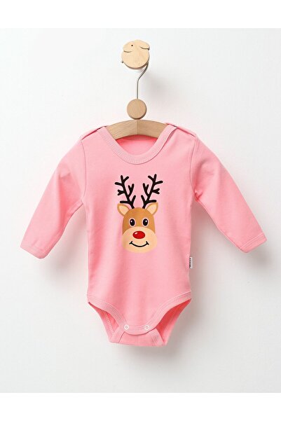 MiniKids Χριστουγεννιάτικο κορμάκι Τάρανδος Ρούντολφ ροζ