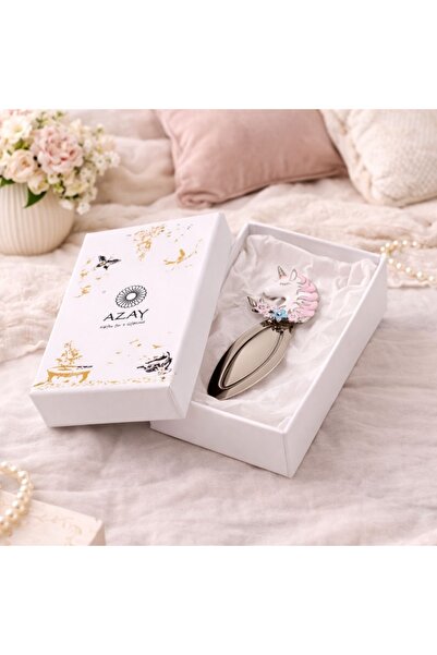 Azay Μεταλλικός Σελιδοδείκτης Μονόκερος με Κρύσταλλα, 10,5x3 εκ., Ασημί με Ρο...