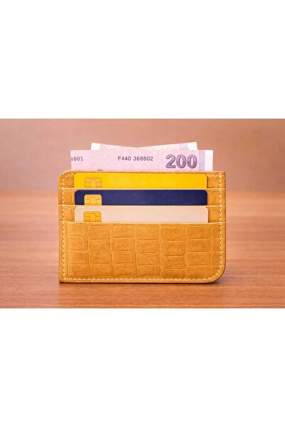 deribo Genuine Leather Crocodile Card Holder - Handmade