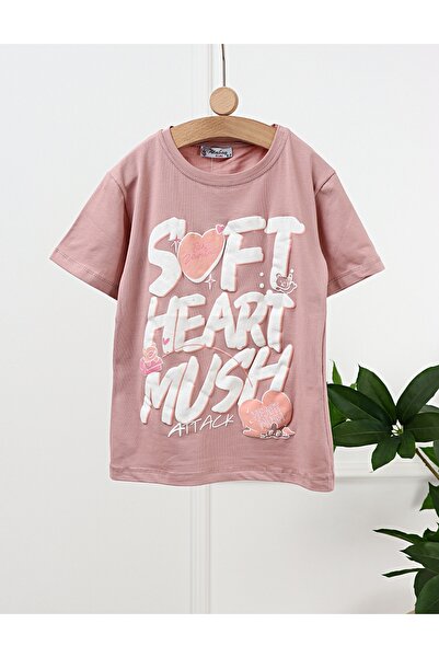 MiniKids Tricou Soft Heart, model roz-prafuit