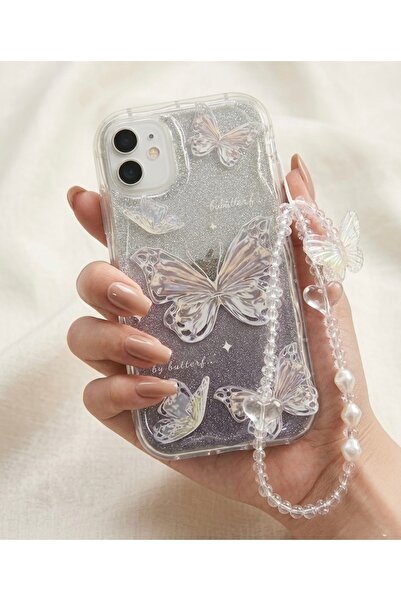 FİŞNEİLETİŞİM İPHONE 11 UYUMLU KELEBEK DESENLİ SİMLİ CHARMLI KILIF