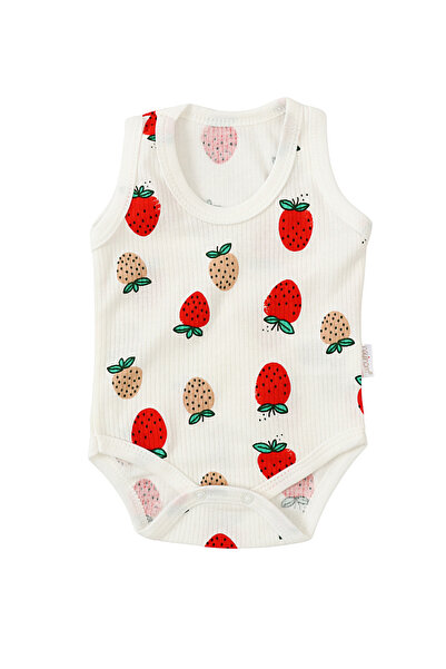 MiniKids Βρεφικό κορμάκι, Αμάνικο μπλουζάκι Ace Trase, Λευκές φράουλες