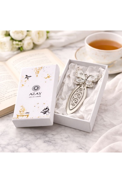 Azay Κομψός Μεταλλικός Σελιδοδείκτης με Πεταλούδα και Κρύσταλλα, 10,5 x 5,5 ε...