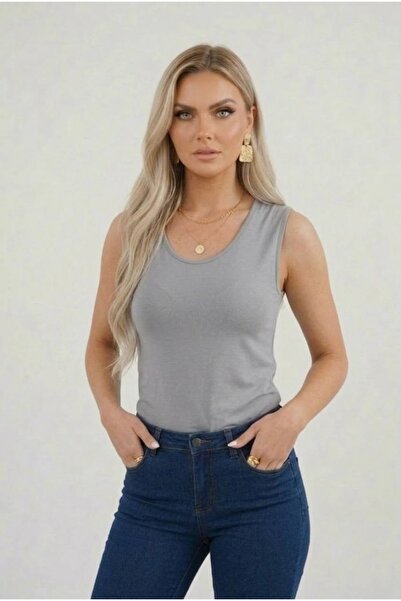 hashtag Women's Sleeveless Basic Plain Body Flexible Casual Stylish U-Neck Pr...