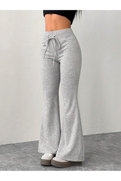 Tarz Cool Γυναικείο παντελόνι φόρμας με ψηλή μέση και φαρδιά μπατζάκια – Ύφασ...