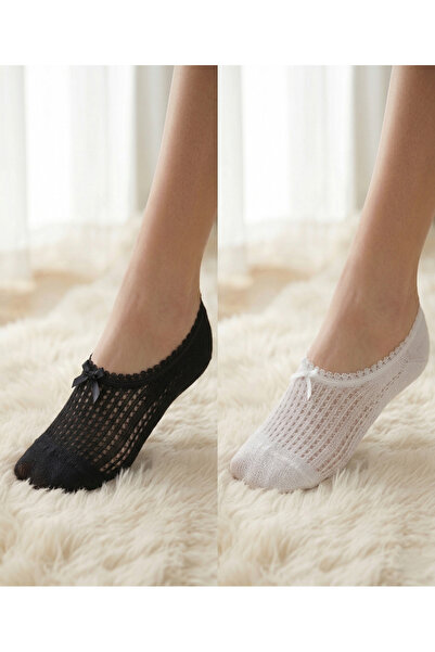 armonika Σετ 2 κάλτσες μπαλαρίνας με δαντέλα και λεπτομέρεια φιόγκου