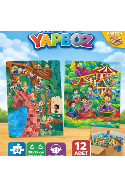 KAR TANESİ Anaokulu İlkokul İçin 12 ADET Büyük Boy Yapboz 28x38 Karne ve Doğu...