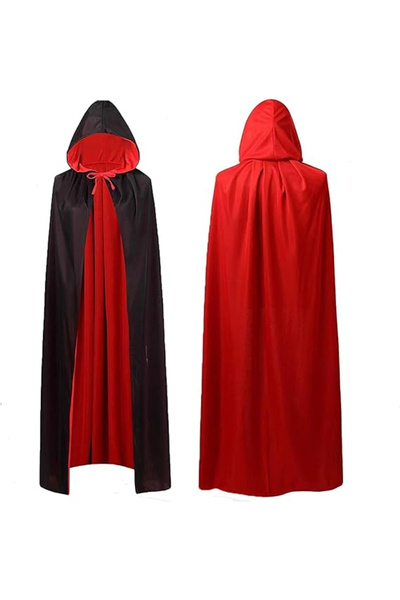 OEM Pelerină reversibilă cu glugă pentru carnaval, roșu/negru 140 cm