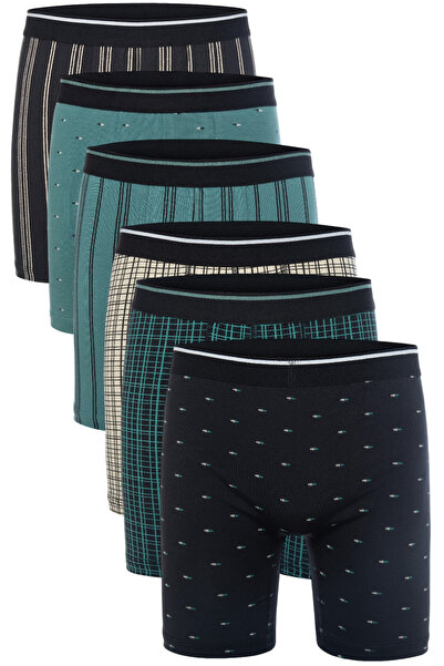 TOLIN Set de 6 boxeri lungi elastici din bumbac Lycra pentru bărbați 4197