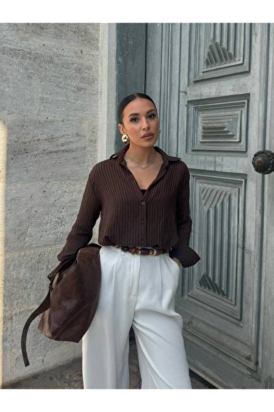 LB Laluna Butik Γυναικείο ριγέ πουκάμισο με ρευστή εφαρμογή