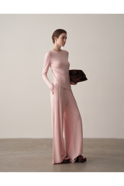 Kuğu Collection Rahat Dökümlü Pantolon Pudra Pembe