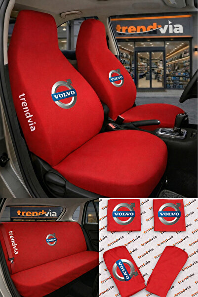 trivexa Volvo Logo Car Seat Cover Front Rear Set – Combed Cotton Lycra Univer...