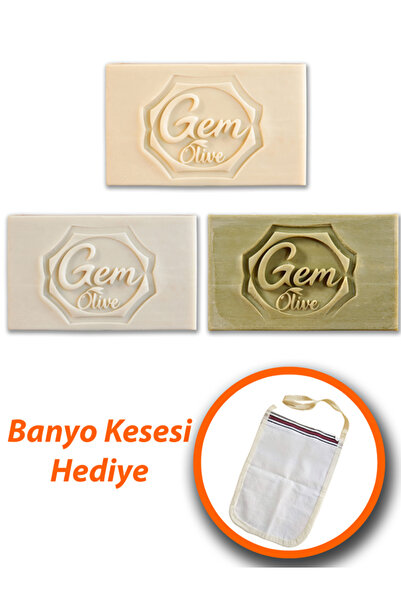 3'lü Doğal Sabun Seti (Banyo Kesesi Hediyeli)