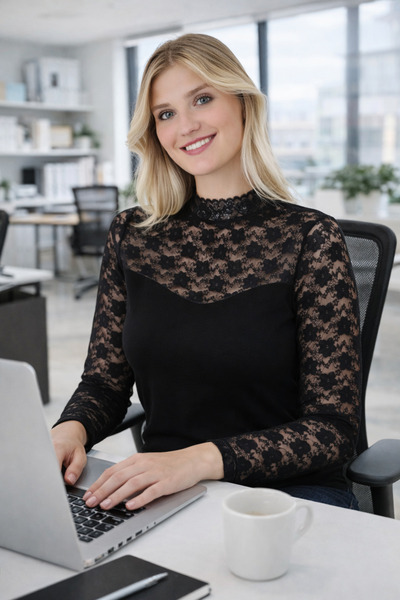 Cotpark Γυναικεία Μαύρη Μπλούζα από Βισκόζη Λύκρα, Κομψή Βασική Μαύρη Μπλούζα...