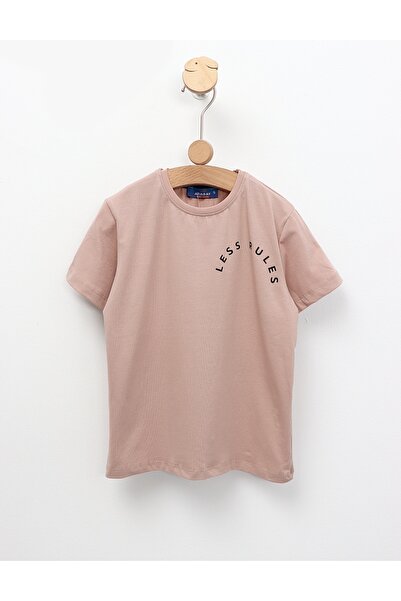 MiniKids Tricou Less Rules, model bej
