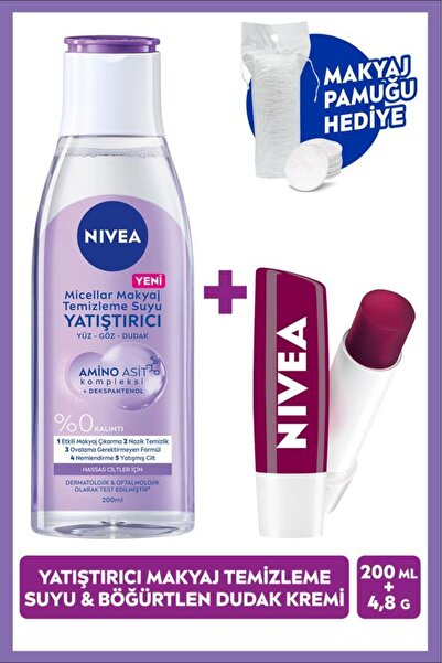 NIVEA Yatıştırıcı Micellar Makyaj Temizleme Suyu 200ml ve Böğürtlen Nemlendir...