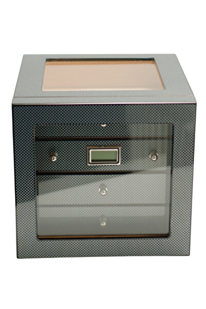 PremiumQuality Recoleta Karbon Desenli Sedir Humidor Puro Kutusu