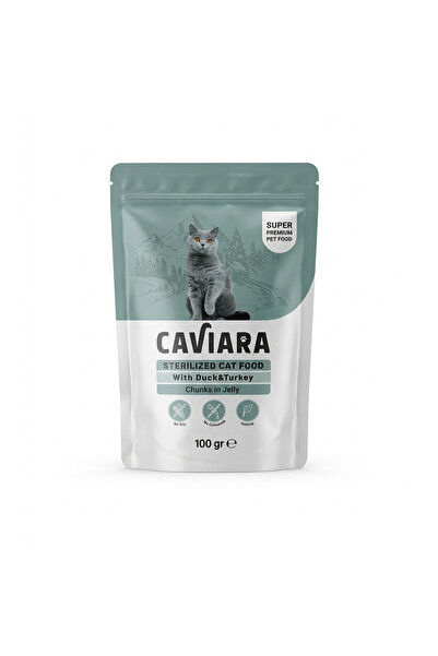 Caviara طعام القطط البالغة - قطع البط والديك الرومي في الجيلي (100 جرام) |   ...