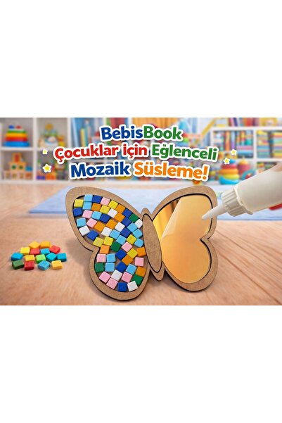 BEBİSBOOK Ahşap Kelebek Ayna Mozaik Süsleme Seti – Çocuklar İçin Eğlenceli Bo...