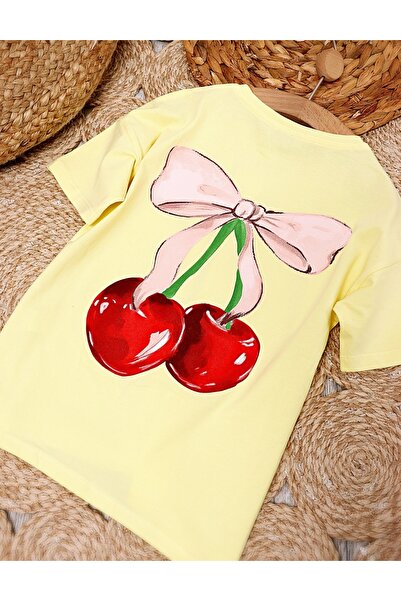MiniKids Μπλουζάκι με κεράσια, κίτρινο σχέδιο