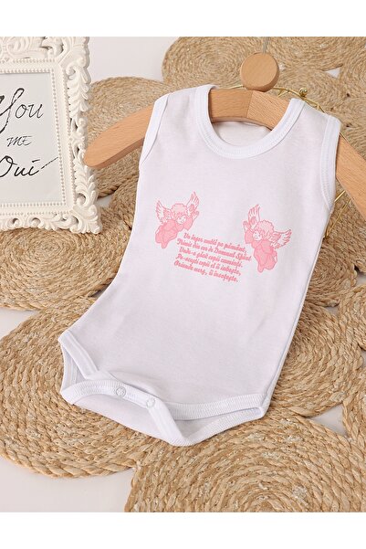 MiniKids Άγγελοι και Προσευχή αμάνικο κορμάκι λευκό-ροζ