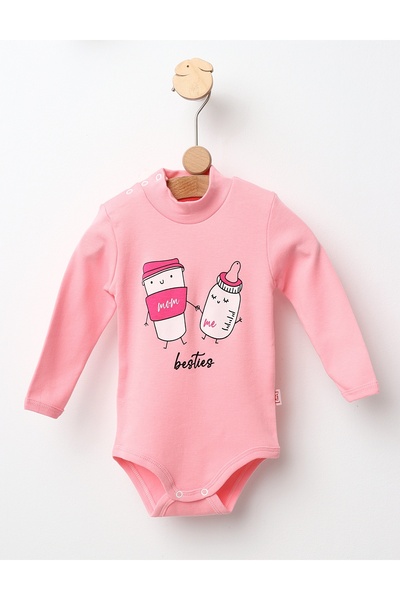 MiniKids ΜΠΕΣΤΙΣ ολόσωμο κορμάκι με ψηλό λαιμό ροζ