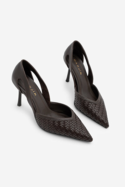 Marjin Γυναικεία παπούτσια στιλέτο με μυτερή μύτη, πλεκτό σχέδιο, ανοιχτά στα...