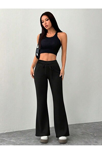 BLUE STREET Women's High Waist Flare Leg Sweatpants – 2 Thread Count Fabric C...