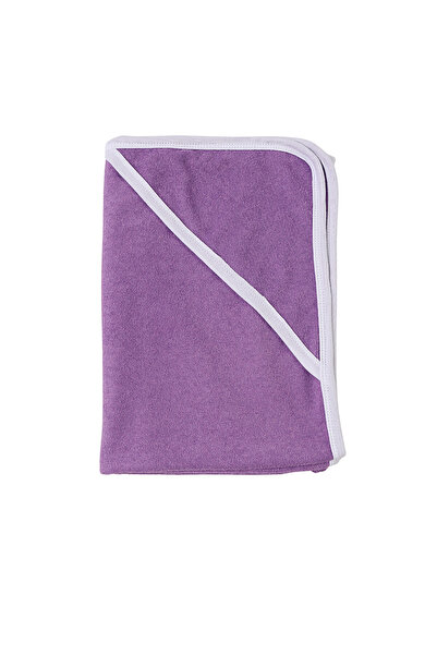 MiniKids Μωβ αφράτη βρεφική πετσέτα με κουκούλα