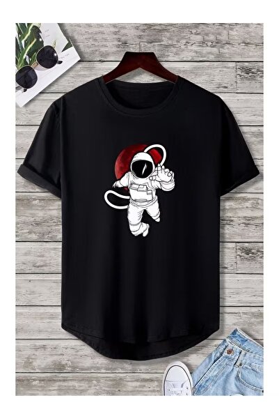 AEMİ Unisex majica sa širokim izrezom i printom astronauta