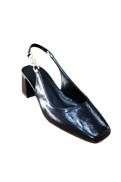 ROKSAN 2655 Γυναικεία πέδιλα με πέτρινη πόρπη, λεπτομερή, 6 εκ. χοντρό τακούν...