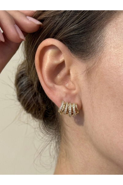 alysa jewelry Pirinç kaplama Zirkon taşlı küpe