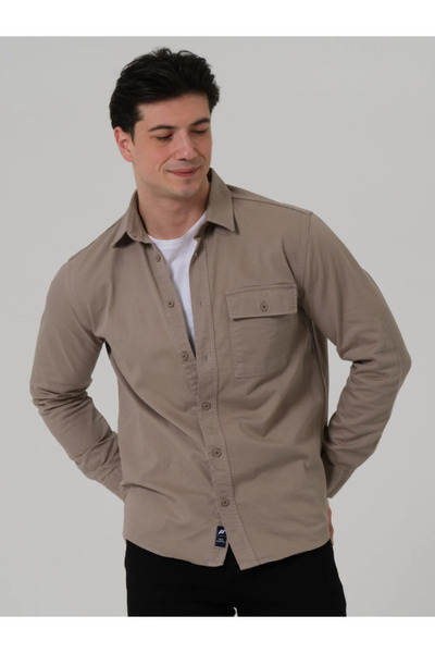 PIQUE Diagonal Patterned Men's Shirt with Pockets 26Eg1004