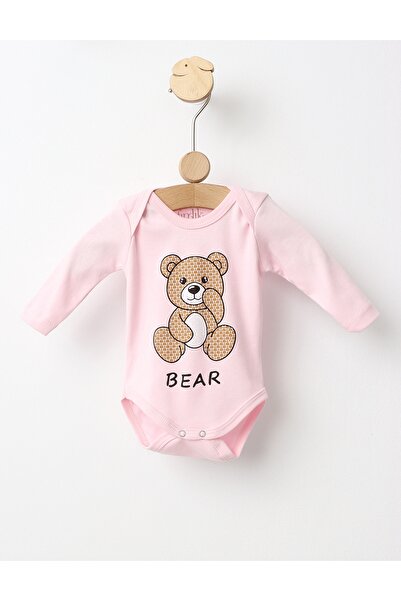 MiniKids Ροζ ολόσωμο φορμάκι αρκουδάκι με σχέδιο "