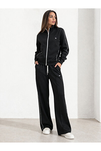 Basics&More Basics & More Γυναικείο Μαύρο Σετ Φόρμας με Φερμουάρ στο Πάνω Μέρ...