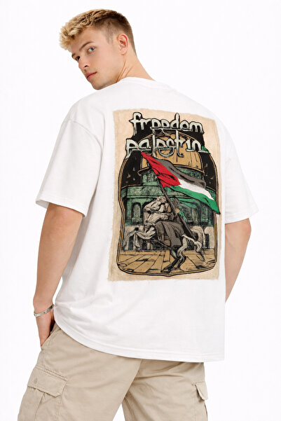 Nulivez Freedom Palestine - Unisex Oversize Printed T-Shirt with Additional D...