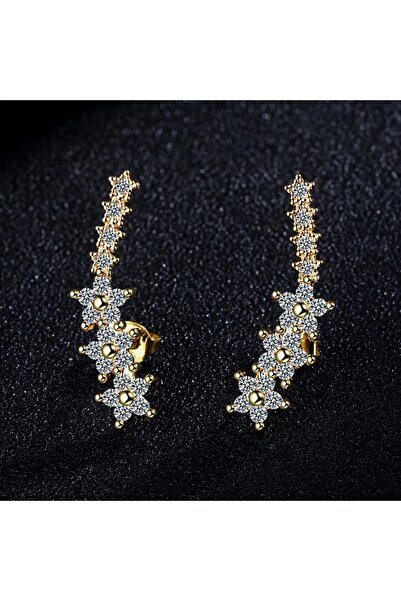 Diora.ro Ασημένια Σκουλαρίκια Αστέρια Μοϊσανίτη που αγκαλιάζουν το αυτί