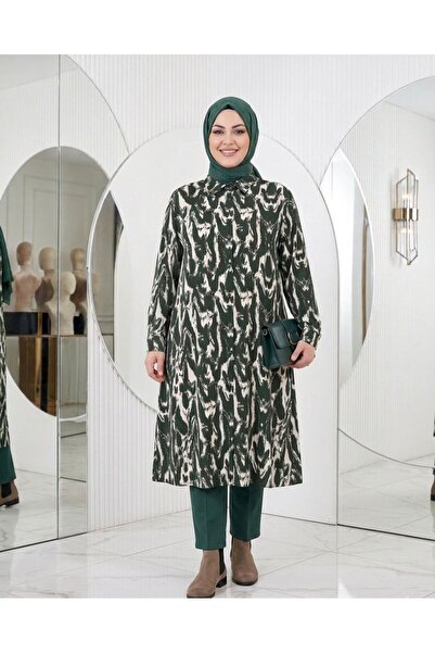 wishne Plus Size Patterned Long Shirt Tunic - Comfortable Cut Plus Size Casual
