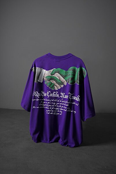Slatra Men's Purple Confiado Printed Box Fit Tshirt
